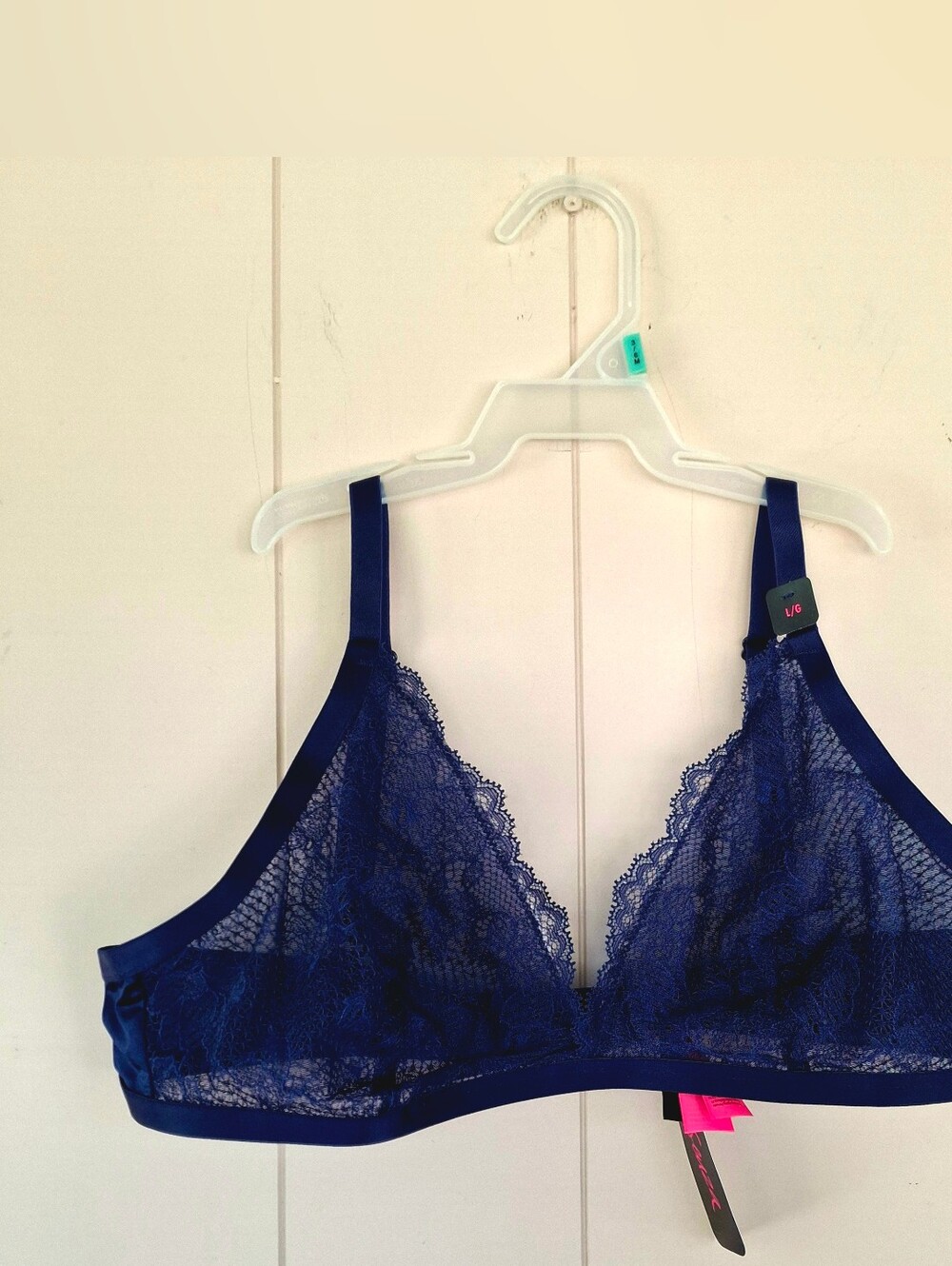 NWT La Senza Lace Bralette Size Large Dark Blue Unlined Bra New Lingerie